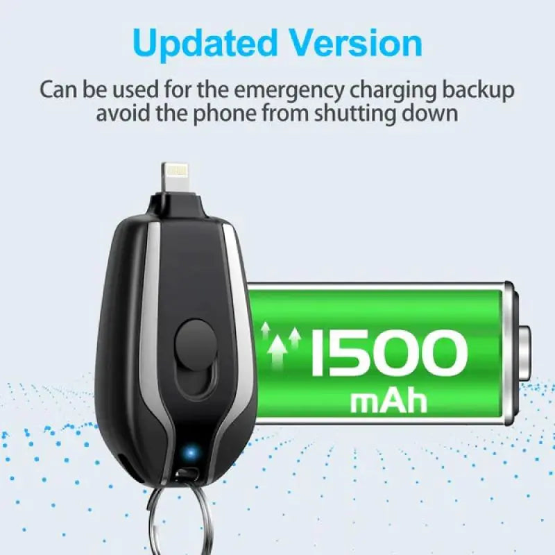 1500mAh Iphone Portable Charger Keychain Charger With Type-C
